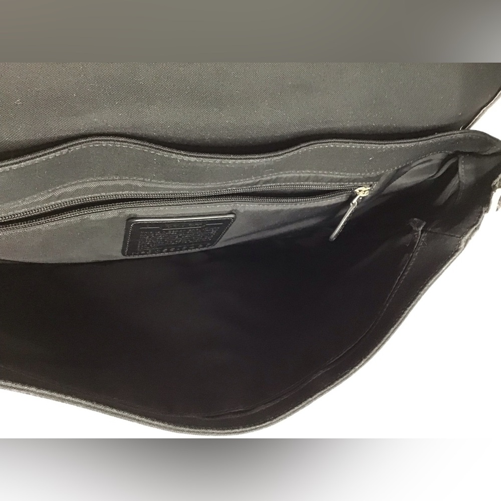 Coach Black Leather Canvas Messenger laptop Bag - Picture 14 of 16